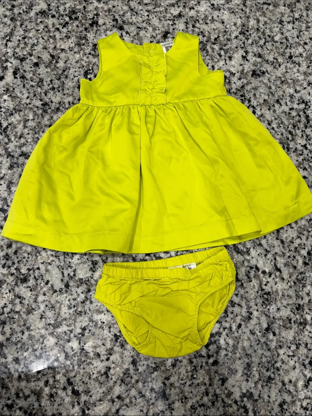 Carter's Bright Lime Green Ruffle Front Dress with Bloomers